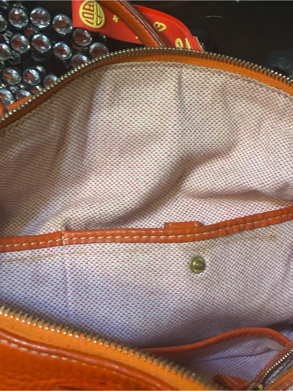 Dooney & Bourke Vibrant Orange Pebbled Leather Satchel with Charm - Picture 14 of 16